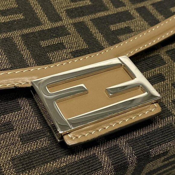 Auth FENDI Baguette Soft Trunk/Zucca Pattern 7VA565 Dark Brown Beige Jacquard - Picture 12 of 16